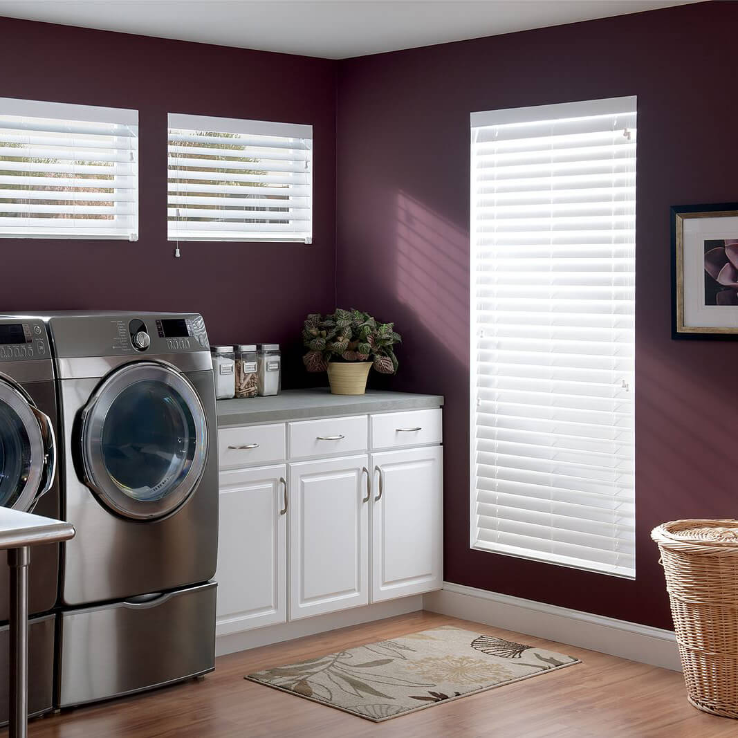 Window treatments for laundry room | Floor to Ceiling Freeport